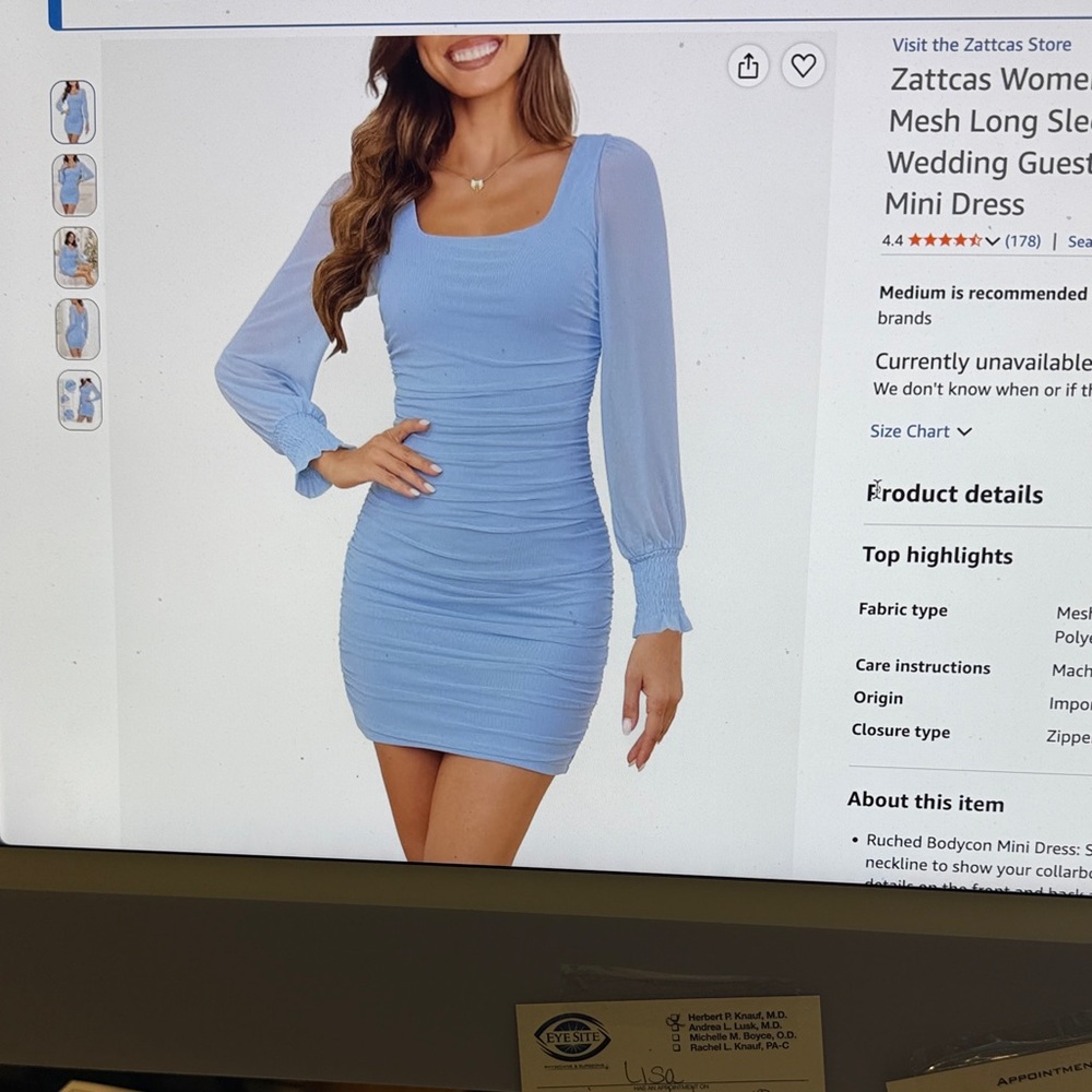 Light Blue Ruched Long Sleeve Bodycon Dress